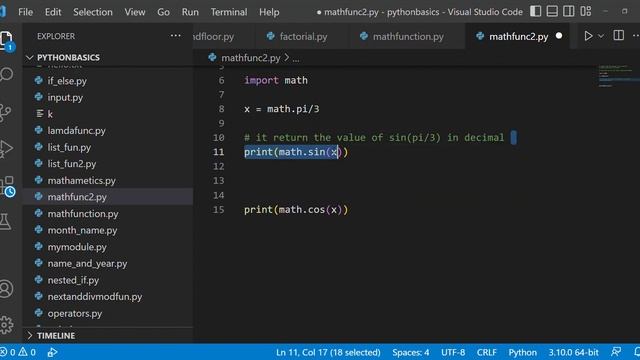 Calculate sin, cos, tan value using math module in python | part - 05 | python for beginners смотреть онлайн