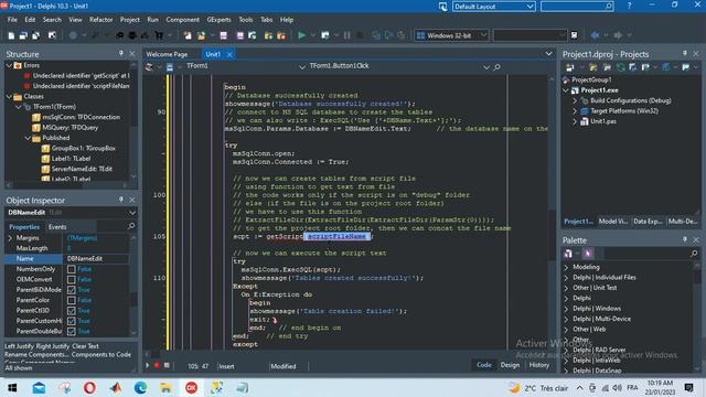 Embarcadero - Create MS SQL Server Database On Runtime (Delphi - SQL Server)