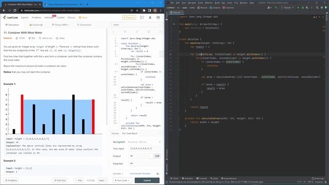 LeetCode Challenge 11 Kotlin: Container With Most Water смотреть онлайн
