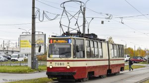 Редчайший трамвай ЛВС-97К на маршруте трамвая 7А
