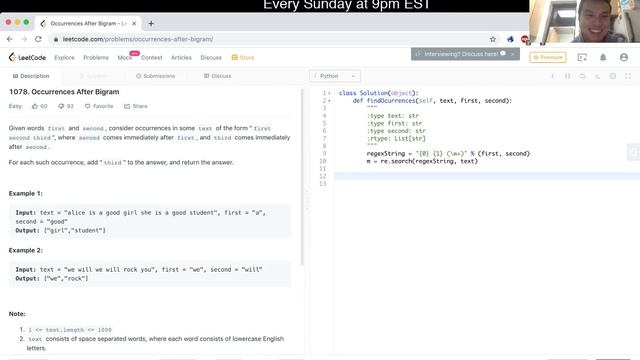 1078. Occurrences After Bigram (Leetcode Easy) смотреть онлайн