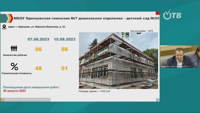 Еженедельное совещание администрации Одинцовского городского округа 16.08.2023 смотреть онлайн