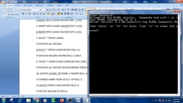 SQL COMMANDS CLASS 10 IT 402 смотреть онлайн