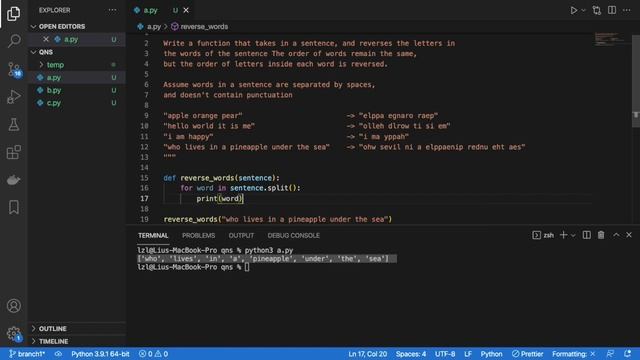 Easy Python Practice Question 3 - Reversing Letters Of Words In A Sentence смотреть онлайн