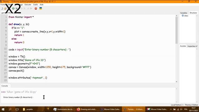 Game of life 1D : Sierpinski triangle (python code given) смотреть онлайн