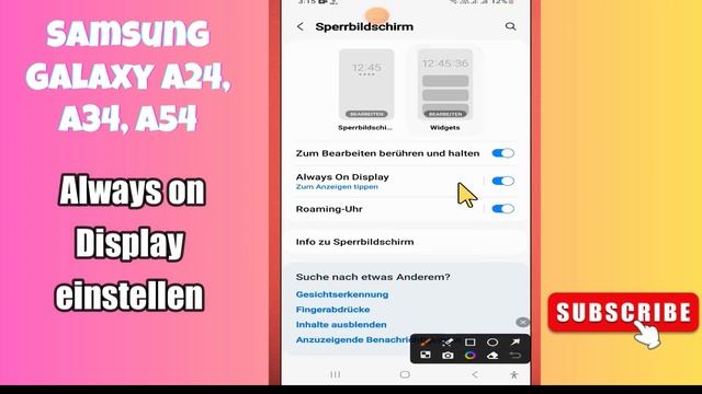 Samsung Galaxy A24,A34,A54 Always On Display Einstellen