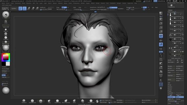 Realistic eyes and brows in ZBRUSH | Polypaint/default tools | With ENG notes смотреть онлайн