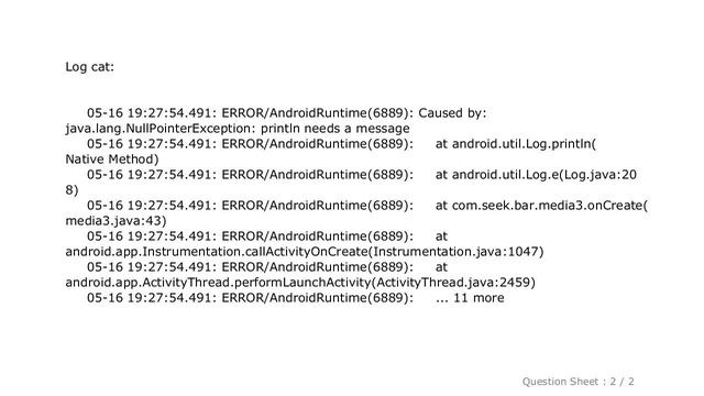 Android : NullPointerException : println needs a message in android смотреть онлайн