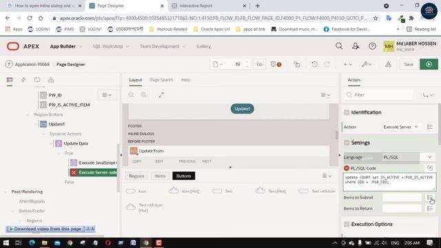 How to open inline dialog and update data using JavaScript || Oracle APEX смотреть онлайн