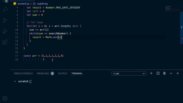 Leetcode problem: Minimum Size Subarray Sum - Javascript смотреть онлайн
