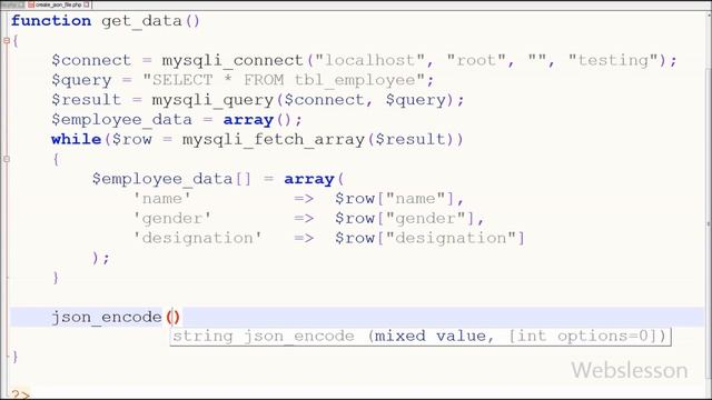 Create dynamic JSON file in PHP Mysql смотреть онлайн