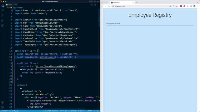 React Masterclass #205 - Fetching Employees in useEffect Hook смотреть онлайн
