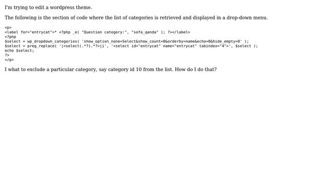 Wordpress: How to exclude a particular category from the category list? смотреть онлайн