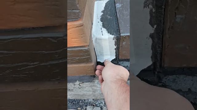 Заполнение крайнего шва, на кладке обрамления