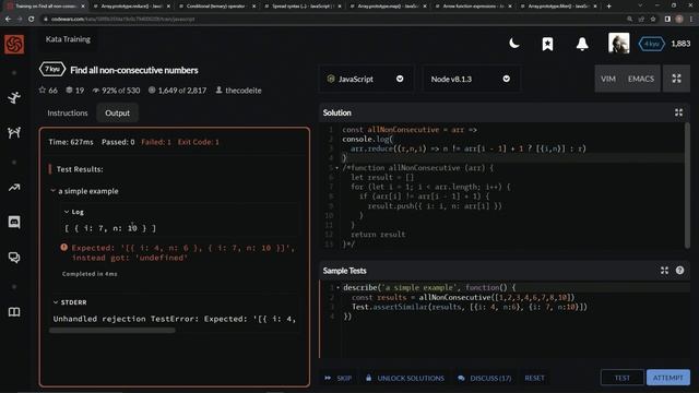 Codewars 7 kyu Find All Non-Consecutive Numbers Javascript смотреть онлайн