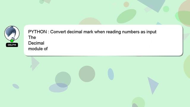 PYTHON : Convert decimal mark when reading numbers as input смотреть онлайн
