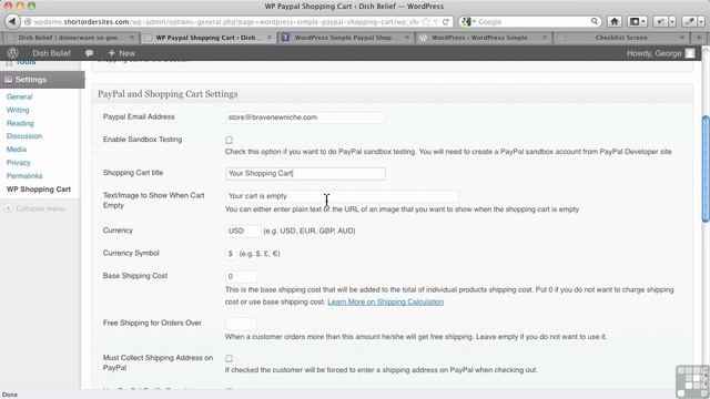 0402 WordPress Simple PayPal Shopping Cart Settings смотреть онлайн