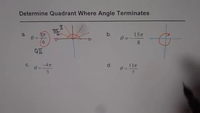 Determine Quadrant Where Terminal Arm of Radian Angle Terminates смотреть онлайн