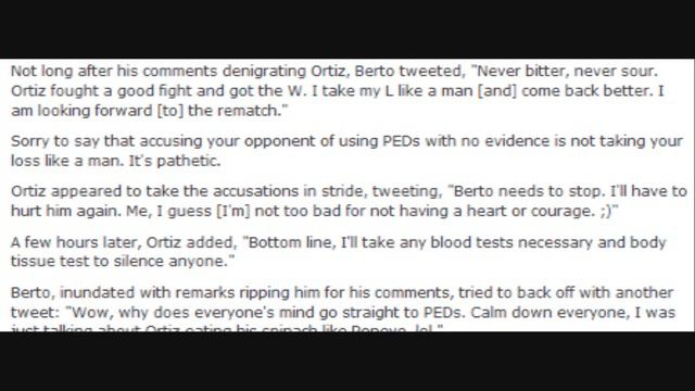 Berto's low blow: implies Ortiz used PEDs смотреть онлайн