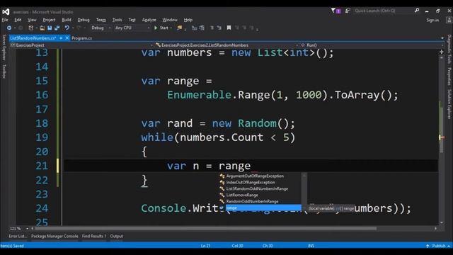 list 5 random numbers in c# смотреть онлайн