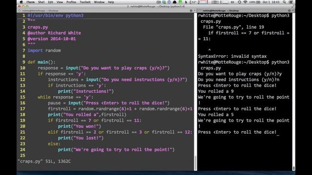 Craps in Python Part 2: Program смотреть онлайн
