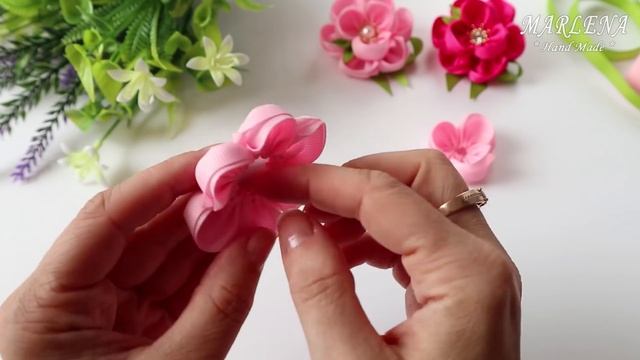 ОНИ ЛУЧШИЕ! ЦВЕТЫ из ЛЕНТ на заколках, резинках... МК/DIY