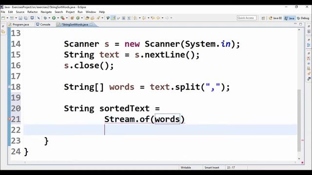 string sort words in java смотреть онлайн