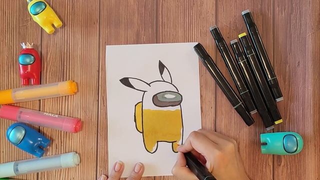 How to Draw and Paint AMONG US PIKACHU Game Character смотреть онлайн