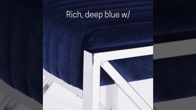 Southern Enterprises Ellison Blue Velveteen Ottoman - The Classy Home смотреть онлайн