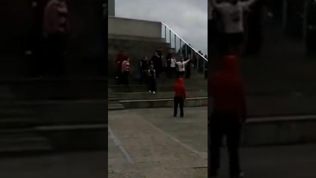 University steps used for a game of Space Invaders смотреть онлайн