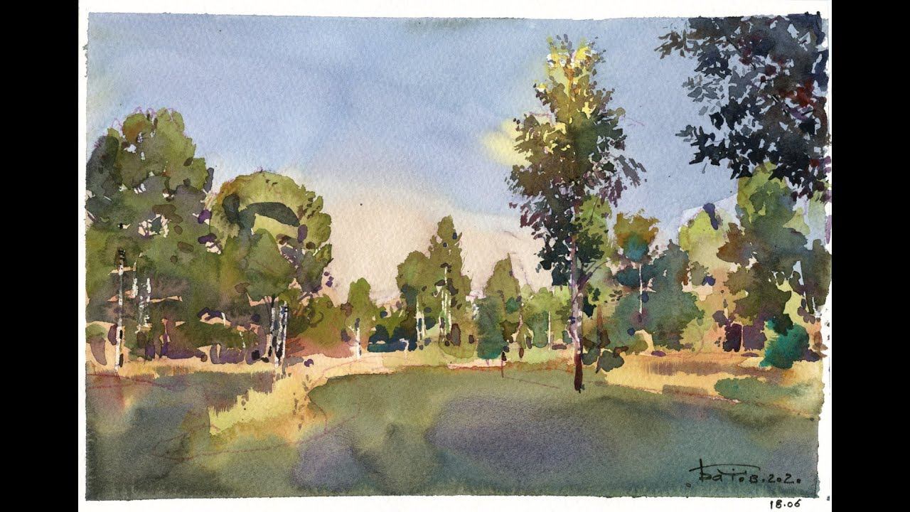 20200618 Прокшино. Акварельный этюд. Summer watercolor plein air смотреть онлайн