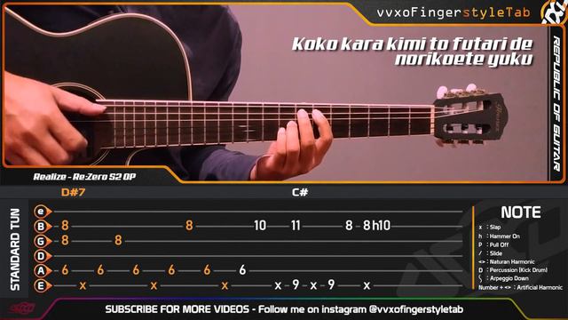 Realize - Re:Zero S2 OP - Fingerstyle Guitar Cover (TABS Tutorial) 「Re:ゼロ S2 OPテーマ」 смотреть онлайн