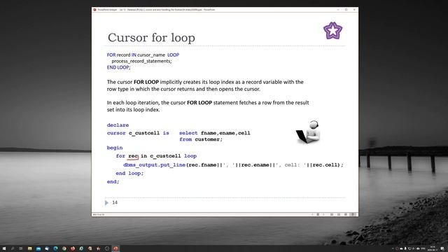 Lec 13 Database: PLSQL 2, cursors and error handling смотреть онлайн