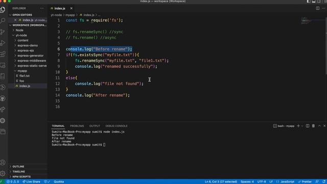 NodeJS Tutorial: FS Module - Rename File | How to rename file in Node.js? Rename file in NodeJS смотреть онлайн