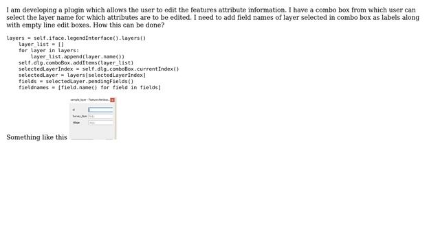 GIS: How to create QLables along with QlineEdit dynamically in dialog window using PyQGIS? смотреть онлайн
