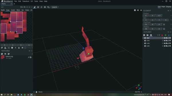 Создаю рога для minecraft в BlockBench | Creating horns for minecraft in BlockBench