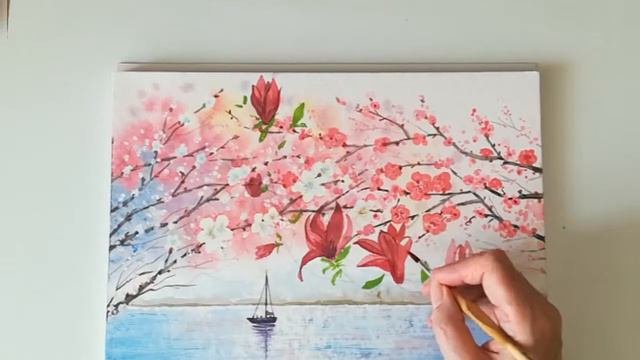 Blühende Magnolien. Teil 2. Aquarell 24×32 cm. Цветущие магнолии. Часть 2. смотреть онлайн