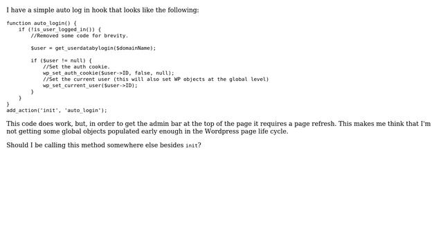 Wordpress: Auto log in hook is requiring a page refresh (2 Solutions!!) смотреть онлайн