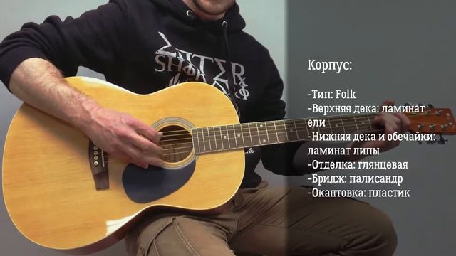 Бюджетная акустическая гитара формы фолк HOMAGE LF-3910 N. Походная гитара. Демо смотреть онлайн
