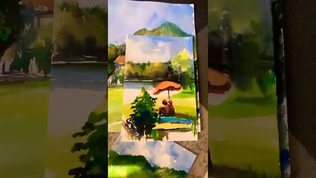 Пейзаж за 5 минут. Уроки рисования акварелью, на моём канале смотреть онлайн