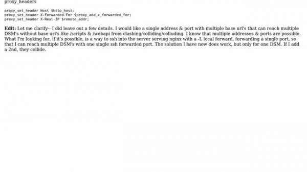 nginx reverse proxy to Synology DSM, no URL base