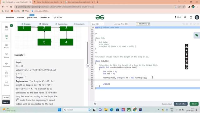 Find length of the loop in java linked list | GeeksforGeeks | Competitive Programming | The Advent смотреть онлайн