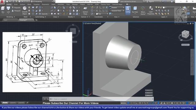 Autocad 3D Practice Drawing | Exercise 20 | Autocad 3D Example Tutorial смотреть онлайн