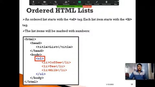 Unordered List, Ordered List, Description List and Nested List in HTML web page смотреть онлайн
