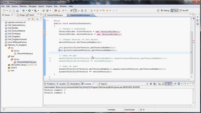 Java refactor to Singleton смотреть онлайн