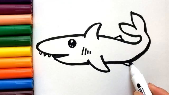Easy Drawings | How to Draw a Cute Shark | Draw Step by Step | Kawaii Drawings смотреть онлайн
