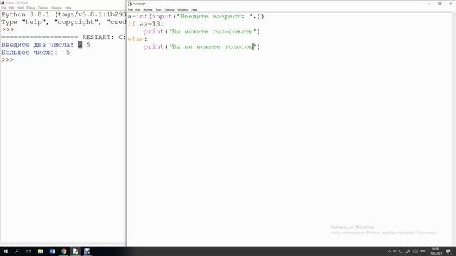 Python. Условный оператор смотреть онлайн