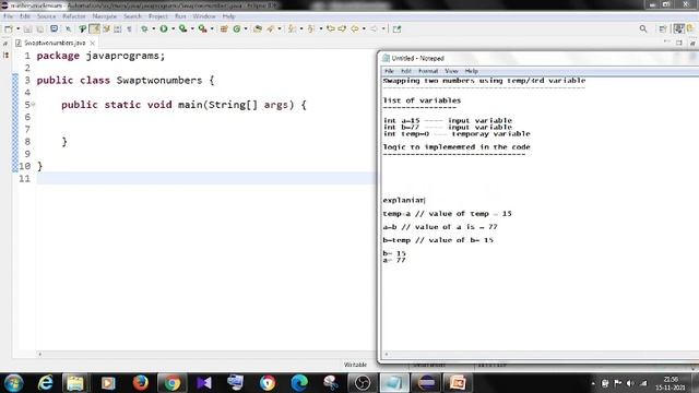 Java Program to Swap Two Numbers using Temporary variable or 3rd variable - Ramesh Kodumuru смотреть онлайн