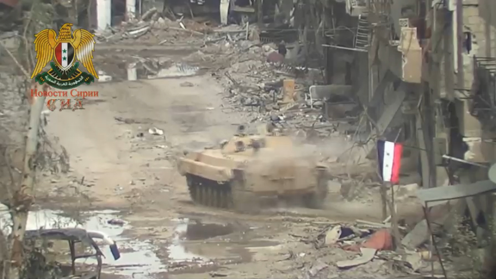 Сирия. Выстрел в упор из БМП Сирийской Арабской армии смотреть онлайн