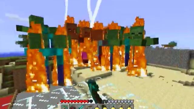 Битва против Зомби в Minecraft